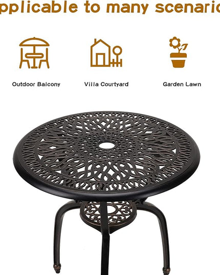 3-Piece Patio Bistro Furniture Set Cast-Aluminum Bistro Table Set for Lawn,Garden,Backyard (YILI Copper) - LeafyLoom