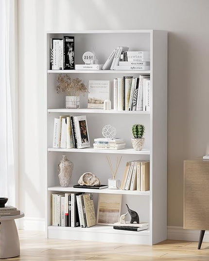 Soohow White Bookcase,Bookshelf for Bedroom,60 inches Tall Wood Book case Book Shelves,5 Shelf Book Shelves for Living Room Office - LeafyLoom