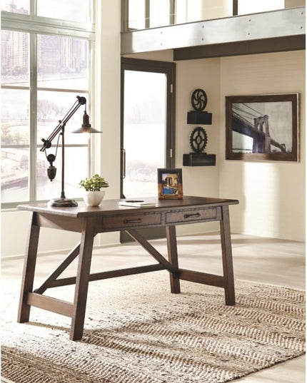 Signature Design by Ashley Baldridge Rustic Home Office Desk, Distressed Brown - LeafyLoom