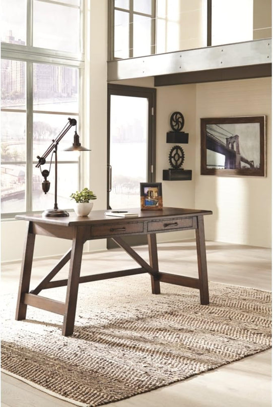 Signature Design by Ashley Baldridge Rustic Home Office Desk, Distressed Brown - LeafyLoom