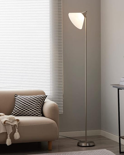 Floor Lamp Standing Lamp Adjustable Head Arcylic Shade Floor Lamps for Living Room/Office/Bedroom (satin nickel) - LeafyLoom