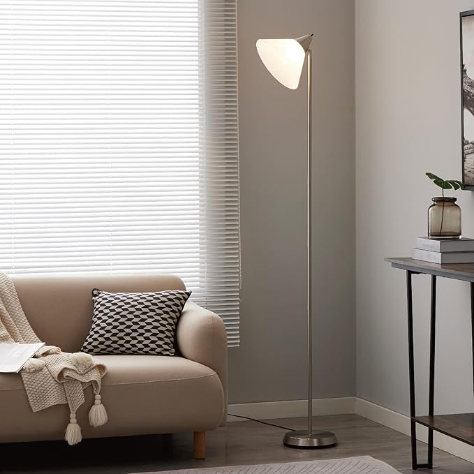Floor Lamp Standing Lamp Adjustable Head Arcylic Shade Floor Lamps for Living Room/Office/Bedroom (satin nickel) - LeafyLoom