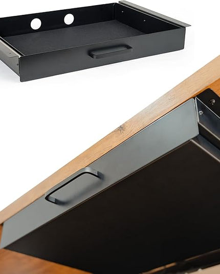 Under Desk Drawer For Desk, Standing Desk Drawer Attachment Under Desk Drawer Slide Out, Carbon Steel Office Drawers Under Desk Pull Out Undermount Drawer, Sliding Underdesk Drawer - 21.5*14*2.8 in - LeafyLoom