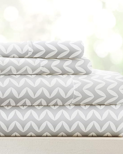 Linen Market 3 Piece Twin Bedding Sheet Set (Gray Chevron) - Sleep Better Than Ever with These Ultra-Soft & Cooling Bed Sheets for Your Twin Size Bed - Deep Pocket Fits 16" Mattress - LeafyLoom