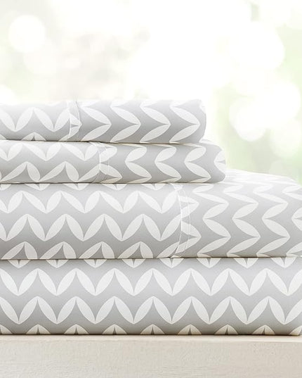 Linen Market 4 Piece King Bedding Sheet Set (Gray Chevron) - Sleep Better Than Ever with These Ultra-Soft & Cooling Bed Sheets for Your King Size Bed - Deep Pocket Fits 16" Mattress - LeafyLoom