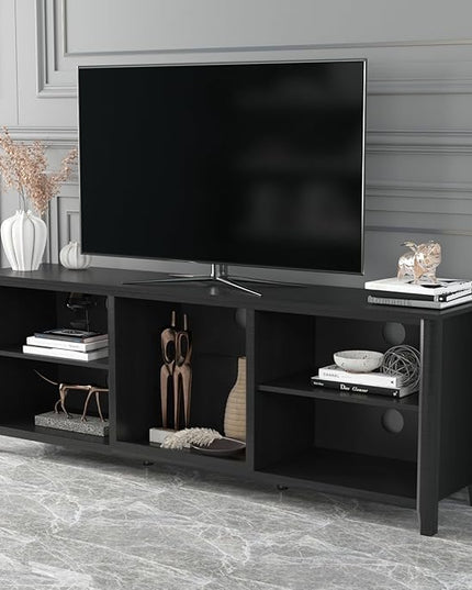 70Inch TV Stand Base, Entertainment Center Cabinet Media Console for Living Room, Bedroom, Black-1 - LeafyLoom