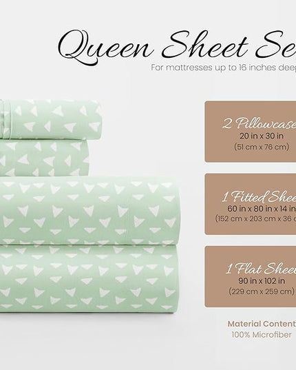 Linen Market 4 Piece Queen Bedding Sheet Set (Jade Urban Arrows) - Sleep Better Than Ever with These Ultra-Soft & Cooling Bed Sheets for Your Queen Size Bed - Deep Pocket Fits 16" Mattress - LeafyLoom