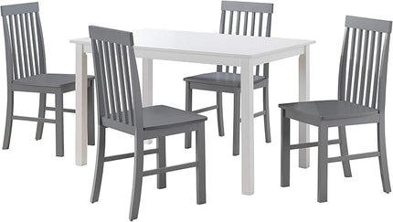 Walker Edison 4 Person Modern Farmhouse Wood Small Dining Table Dining Room Kitchen Table Set 4 Chairs Set, 48 Inch, White and Grey - LeafyLoom