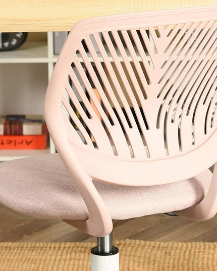 FurnitureR Writing Task Chair for Teens Boys Girls 360 Rolling Wheels Fabric Soft Pad Seat Breathable Backrest, Height Adjustable Liftup 29.5"-34.3", Morandi Pink - LeafyLoom