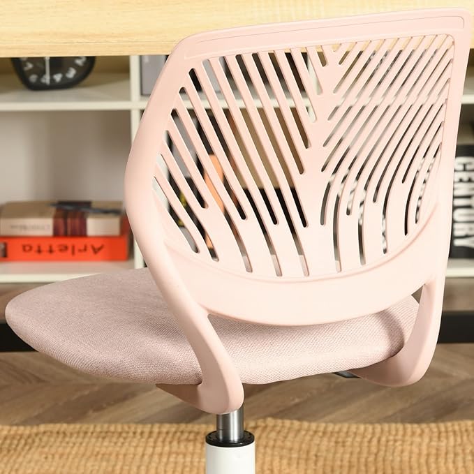FurnitureR Writing Task Chair for Teens Boys Girls 360 Rolling Wheels Fabric Soft Pad Seat Breathable Backrest, Height Adjustable Liftup 29.5"-34.3", Morandi Pink - LeafyLoom