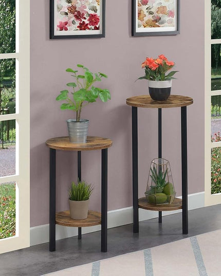 Convenience Concepts Graystone 31 inch 2 Tier Plant Stand, Barnwood/Black - LeafyLoom