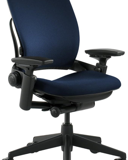 Steelcase Leap Office Chair, Black Frame and Buzz2 Navy Fabric - LeafyLoom