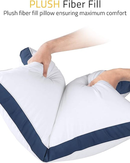 Utopia Bedding Bed Pillows for Sleeping Queen Size (Navy), Set of 2, Cooling Hotel Quality, Gusseted Pillow for Back, Stomach or Side Sleepers - LeafyLoom