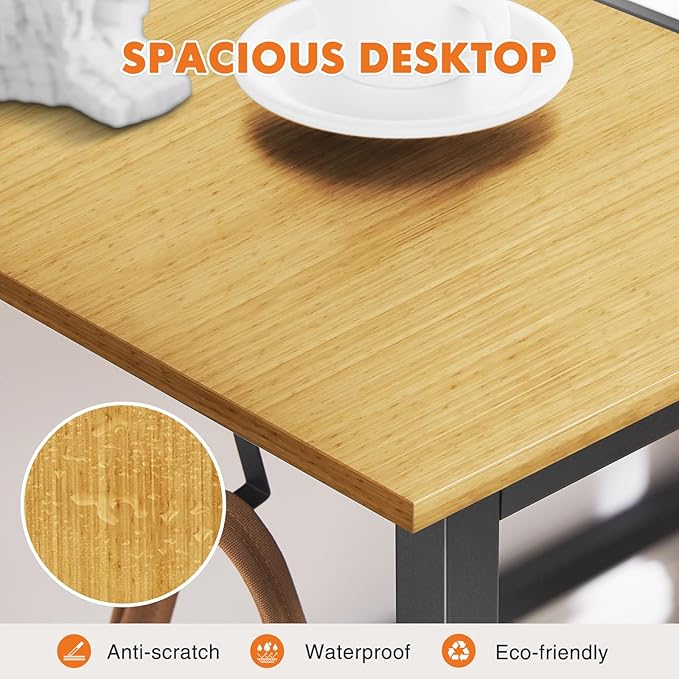 Sweetcrispy Small Computer Office Desk 32 Inch Kids Student Study Writing Work with Storage Bag & Headphone Hooks Modern Simple Home Bedroom PC Table - LeafyLoom