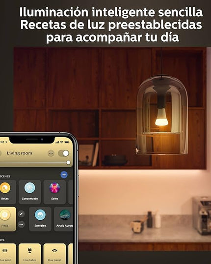 Philips Hue Smart 100W A21 LED Bulb - White Ambiance Warm-to-Cool White Light - 1 Pack - 1600LM & Smart 75W A19 LED Bulb - White and Color Ambiance Color-Changing Light - 1 Pack Philips+Hue