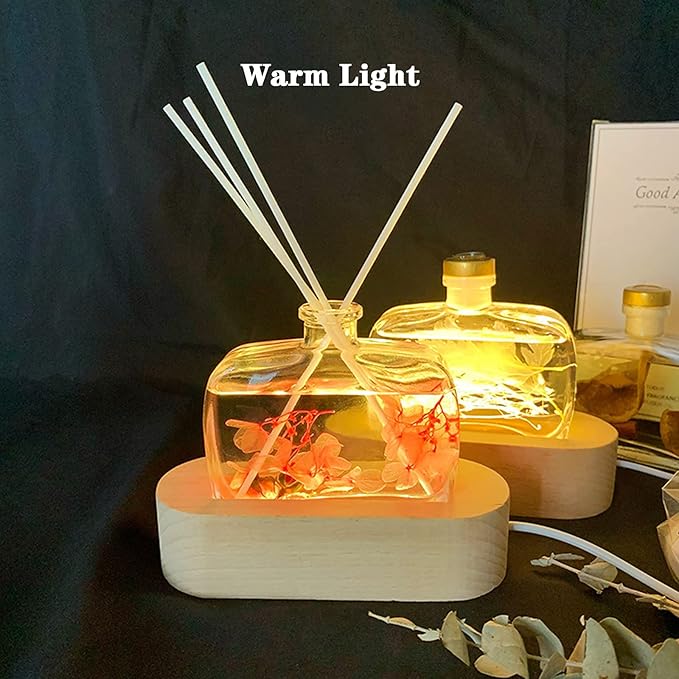 2Pack 6 inch Oval Wood Display Pedestal,Wooden Led Lights Display Base for Acrylic and Plexiglass,Wood Night LED Light Lamp Base - LeafyLoom