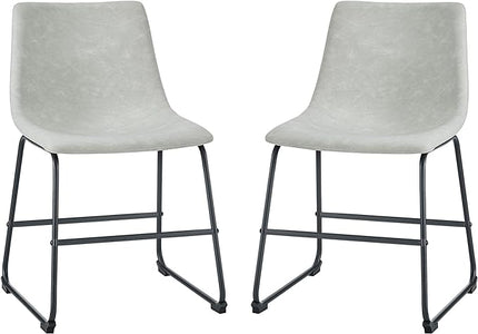 Walker Edison Douglas Urban Industrial Faux Leather Armless Dining Chairs, Set of 2, Grey - LeafyLoom