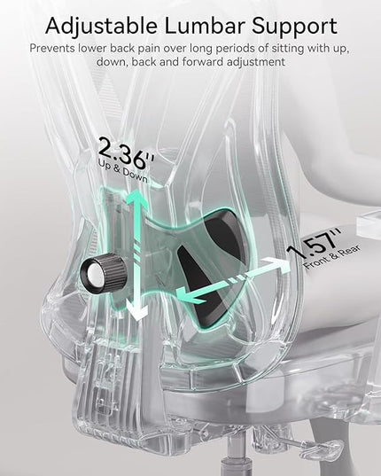 Hbada Ergonomic Office Chair, Desk Chair with Adjustable Lumbar Support and Height, Comfortable Mesh Computer Chair with Footrest 2D Headrest, Swivel Tilt Function Grey - LeafyLoom