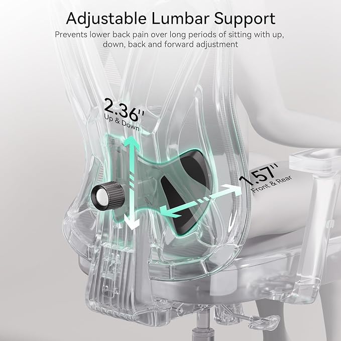Hbada Ergonomic Office Chair, Desk Chair with Adjustable Lumbar Support and Height, Comfortable Mesh Computer Chair with Footrest 2D Headrest, Swivel Tilt Function Grey - LeafyLoom