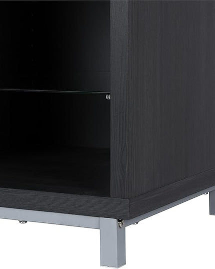 Ameriwood Home Lumina Fireplace TV Stand for TVs up to 70 Inch, Replaceable Electric Fireplace Insert Heater, Remote Control, Timer, Color Changing LED Lights, Crystal Ember Flames, Black Oak - LeafyLoom
