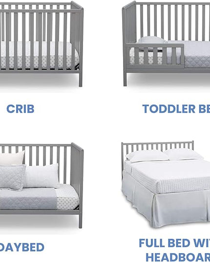 Delta Children Heartland 4-in-1 Convertible Crib - Greenguard Gold Certified, Grey - LeafyLoom
