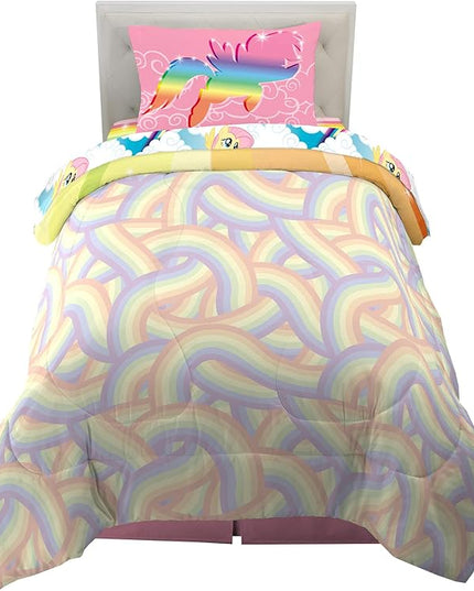 Franco Kids Bedding Super Soft Microfiber Comforter and Sheet Set, 4 Piece Twin Size, My Little Pony - LeafyLoom