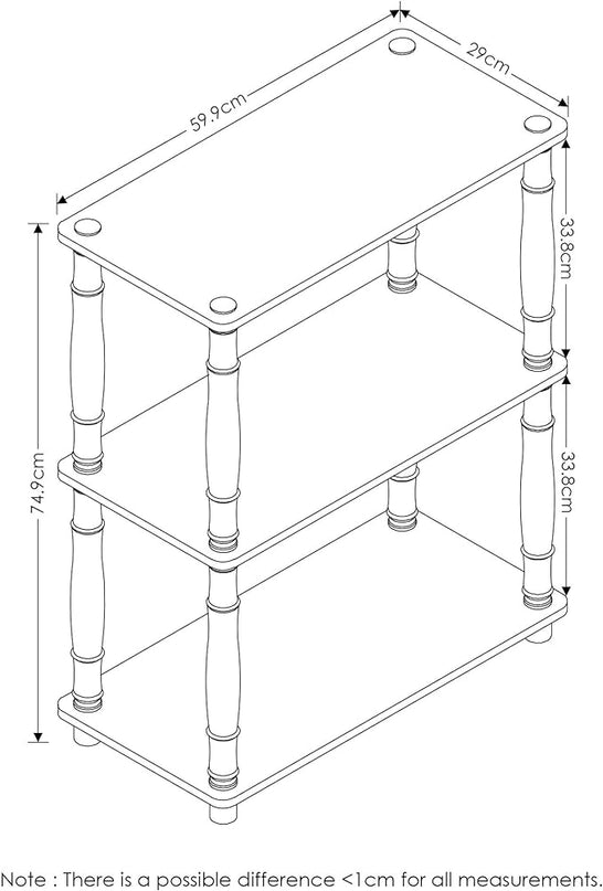 Furinno Turn-N-Tube 3-Tier Compact Multipurpose Shelf Display Rack with Classic Tube, Beech/White - LeafyLoom