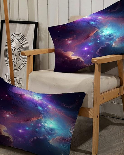Purple Galaxy Bedding Set Full Size Outer Space Comforter Set for Girls Teens Kids Women Boys Starry Nebula Blue Glitter Quilt 1 Comforter + 2 Pillow Cases - LeafyLoom