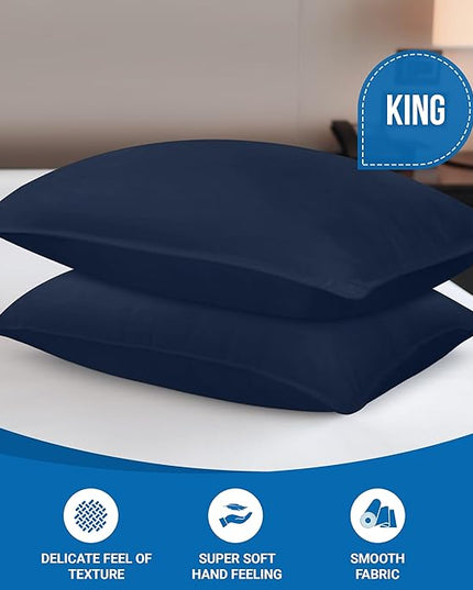 Utopia Bedding Bed Pillows for Sleeping (Navy), King Size, Set of 2, Hotel Pillows, Cooling Pillows for Side, Back or Stomach Sleepers - LeafyLoom