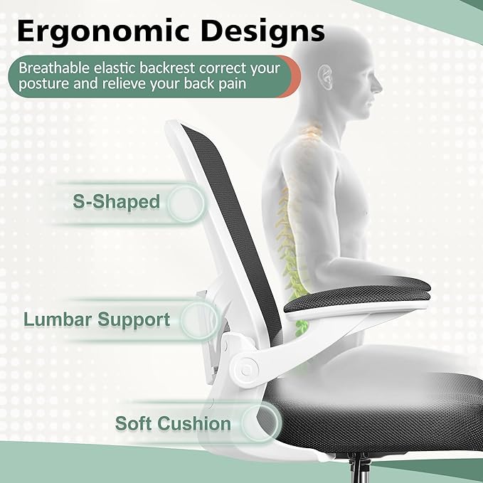 MINLOVE Ergonomic Drafting Office Chair, Tall Office Chair with Flip-up Armrests Executive Ergonomic Computer Standing Desk Chair with Lumbar Support and Adjustable Footrest(White) - LeafyLoom