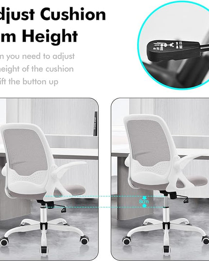 KERDOM Office Chair, Ergonomic Desk Chair, Breathable Mesh Computer Chair, Comfy Swivel Task Chair with Flip-up Armrests and Adjustable Height - LeafyLoom