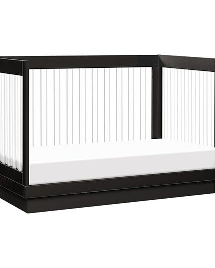 Babyletto Harlow Acrylic 3-in-1 Convertible Crib with Toddler Bed Conversion Kit in Black with Acrylic Slats, Greenguard Gold Certified - LeafyLoom