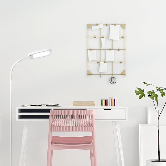 Newhouse Lighting NHFL-AP-WH Apollo LED Floor Lamp Energy-Efficient Natural Reading Artists Crafts Adjustable Gooseneck Task Light, White - LeafyLoom