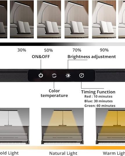 Piano Light for Grand/Upright & Digital Pianos, Piano Lamp with 3 Color Modes for Stand Pianos, Adjustable Height and Direction, Auto-Off Timer, Music Stand Light, Desk Lamp, Table Light - LeafyLoom