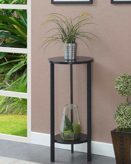 Convenience Concepts Graystone 31 inch 2 Tier Plant Stand, Black/Black - LeafyLoom