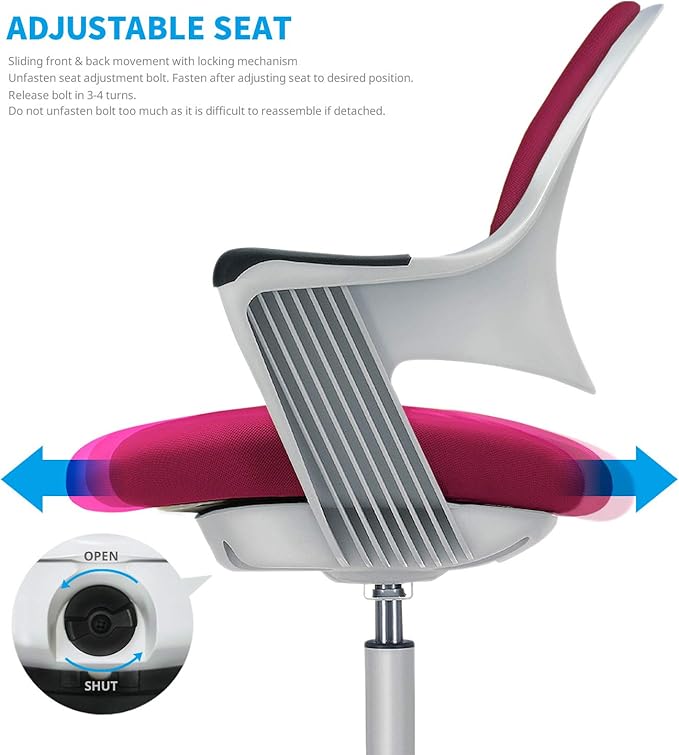 Kids Desk Chair: Ergonomic Kids Computer Chair | Adjustable Kids Office Chair with Wheels & Arms | Study Chair for Girls and Boys - Kids Chair Desk with Wheel Covers (Rosie Pink) - LeafyLoom