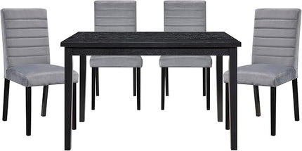 NicBex Dining Table Bar Table and Chairs Set 5Pc Dining Set with 1 Dining Table and 4X Velvet Side Chairs for Kitchen, Breakfast Nook, Small Space, Casual Style, Black - LeafyLoom