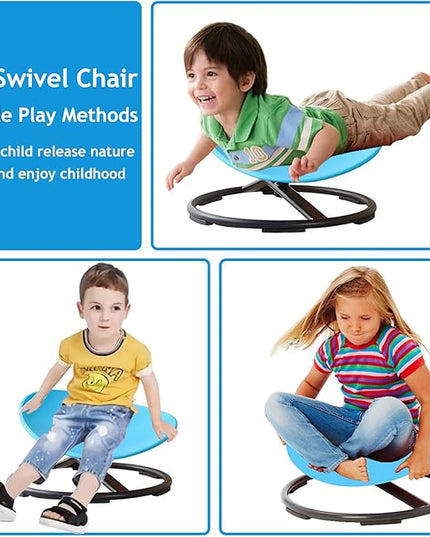 Kids Sensory Spinning Chair,Sit and Spin Swivel Chair for Kids Sensory,Kids Carousel Spin Sensory Chair,Kids Spinning Chair Metal Base Non-Slip Wobble Chair Sitting Comfortably - LeafyLoom