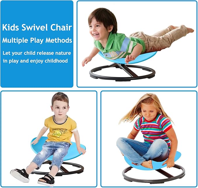 Kids Sensory Spinning Chair,Sit and Spin Swivel Chair for Kids Sensory,Kids Carousel Spin Sensory Chair,Kids Spinning Chair Metal Base Non-Slip Wobble Chair Sitting Comfortably - LeafyLoom