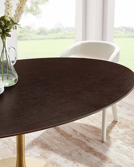 Modway Lippa Dining Table, 78", Gold Cherry Walnut - LeafyLoom