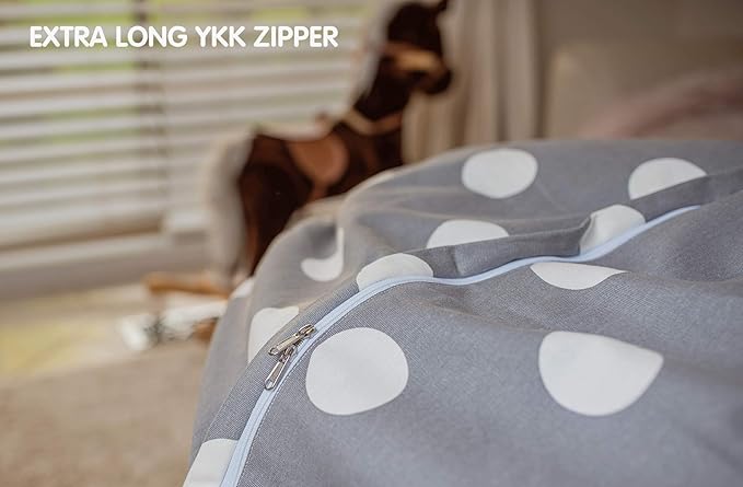 Wekapo Stuffed Animal Storage Bean Bag Chair Cover for Kids | Stuffable Zipper Beanbag for Organizing Children Plush Toys Large Premium Cotton Canvas (Gray Dot, X-Large) - LeafyLoom