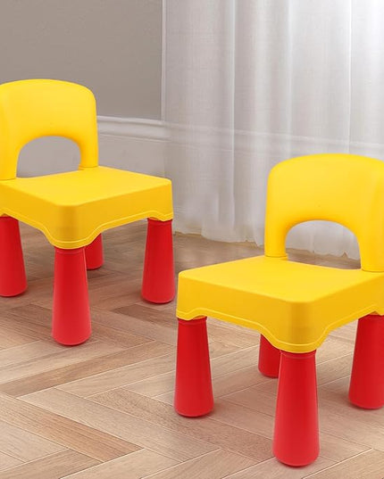 burgkidz Plastic Toddler Chair, Durable and Lightweight, 9.3" Height Seat, Indoor or Outdoor Use for Boys Girls for 18+ Months (Yellow) - LeafyLoom