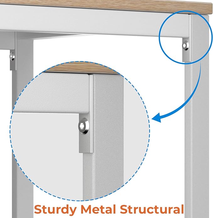 Coavas Computer Desk with Storage, Home Office Desk with Adjustable Shelves, Simple Style Writing Study Desk with Metal Frame, Modern Design PC Laptop Desk, 47 inch, Oak - LeafyLoom