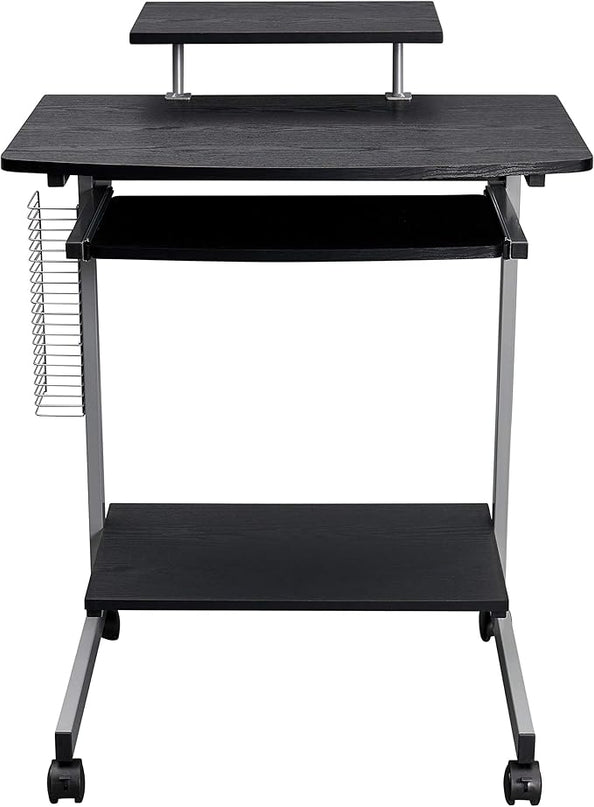 Techni Mobili Compact Computer Cart With Storage, Graphite - LeafyLoom