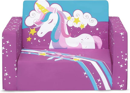 Delta Children Unicorn Cozee Flip-Out Chair For Relaxing - 2-in-1 Convertible Lightweight,Portable Chair to Lounger for Toddlers & Kids - LeafyLoom