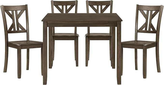 NicBex Dining Table Set for 4 Kitchen & Dining Room Tables 5Pc Dining Set Table and 4 Side Chairs X-Back Design Kitchen Dining Furniture Wooden Transitional Breakfast, Brown Mix - LeafyLoom