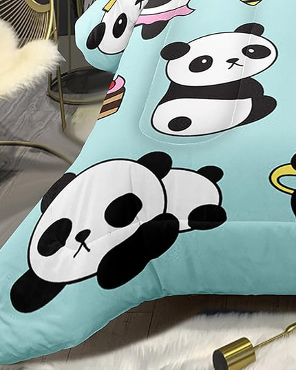 Bodhi Cartoon Cute Panda Comforter Set Full for Boys Kids Girls Teens Soft Microfiber Animal Theme Panda Bedding Set Full Size 3D Panda Comforter Set 1 Comforter+2 Pillow Shams #4007 - LeafyLoom