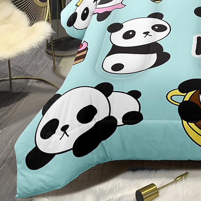 Bodhi Cartoon Cute Panda Comforter Set Full for Boys Kids Girls Teens Soft Microfiber Animal Theme Panda Bedding Set Full Size 3D Panda Comforter Set 1 Comforter+2 Pillow Shams #4007 - LeafyLoom