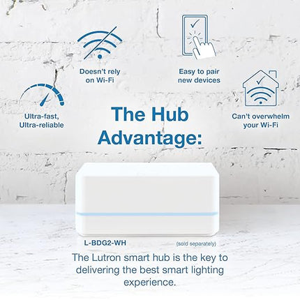Lutron Caseta Original Smart Dimmer Switch ELV+ (Lutron Hub Required), 250W LED, Single-Pole/3-Way, Neutral Required, PD-5NE-LA, Light Almond Lutron