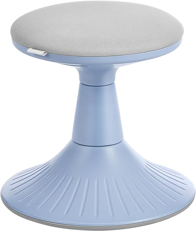 SONGMICS Kids Wobble Chair, Wiggle Stool for Kids Ages 5-8, Comfortable 60D Foam Seat, Breathable Fabric, Anti-Slip Base, 14.2-Inch High, Tool-Free Assembly, Pale Blue and Dove Gray UOSC009Q01 - LeafyLoom